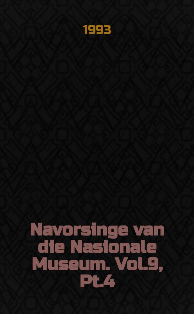 Navorsinge van die Nasionale Museum. Vol.9, Pt.4 : The archaeology of Tloutle ...