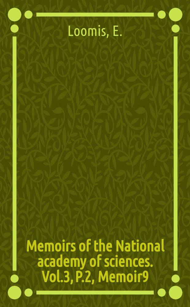 Memoirs of the National academy of sciences. Vol.3, P.2, Memoir9 : Contribution to meteorology