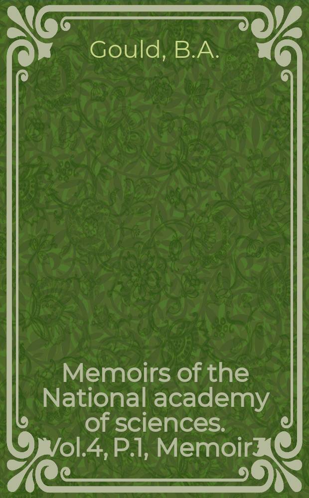 Memoirs of the National academy of sciences. Vol.4, P.1, Memoir3 : On the reduction of photographic observations