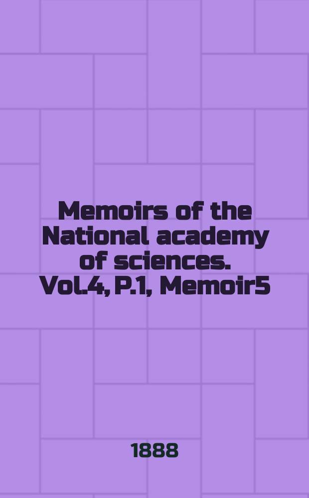 Memoirs of the National academy of sciences. Vol.4, P.1, Memoir5 : Balance for determining specific gravities by inspection