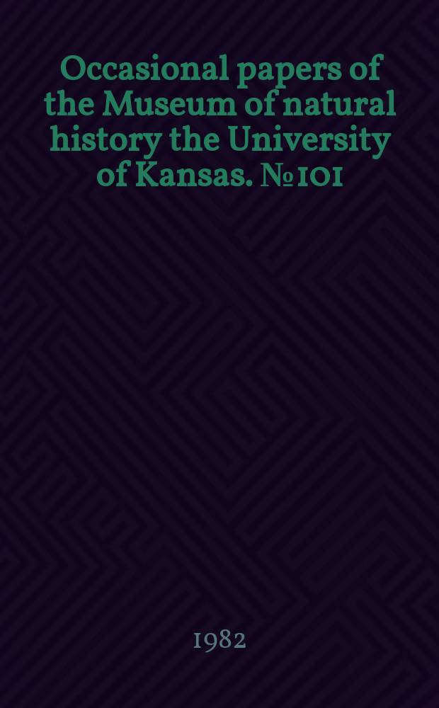 Occasional papers of the Museum of natural history the University of Kansas. №101 : Three new species of dasters (Percidae, ...