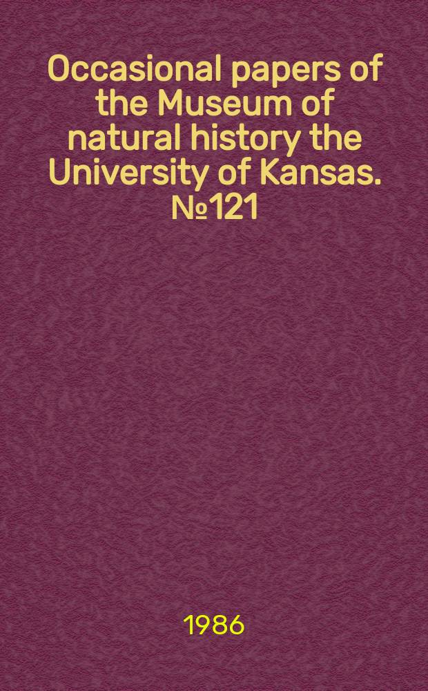 Occasional papers of the Museum of natural history the University of Kansas. №121 : Reproduction in the Mexican leaf frog (Pachymedusa Dacnicolor)