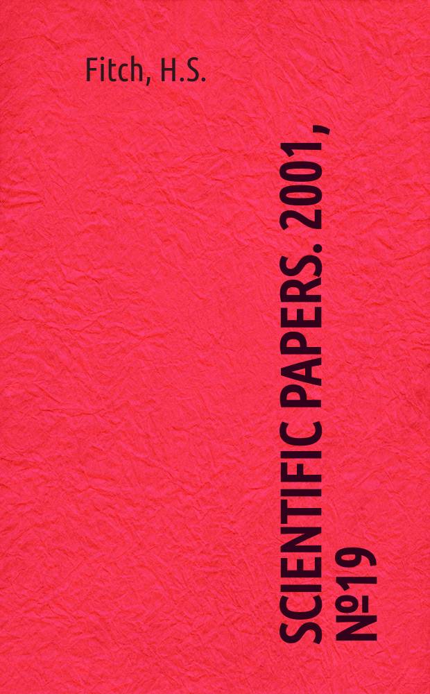 Scientific papers. 2001, №19 : Further study of the garter snake ...