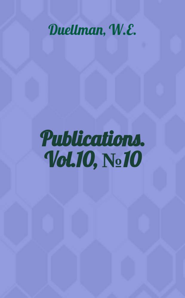 [Publications]. Vol.10, №10 : A taxonomic study on the Middle American snake, Pituophis deppoi