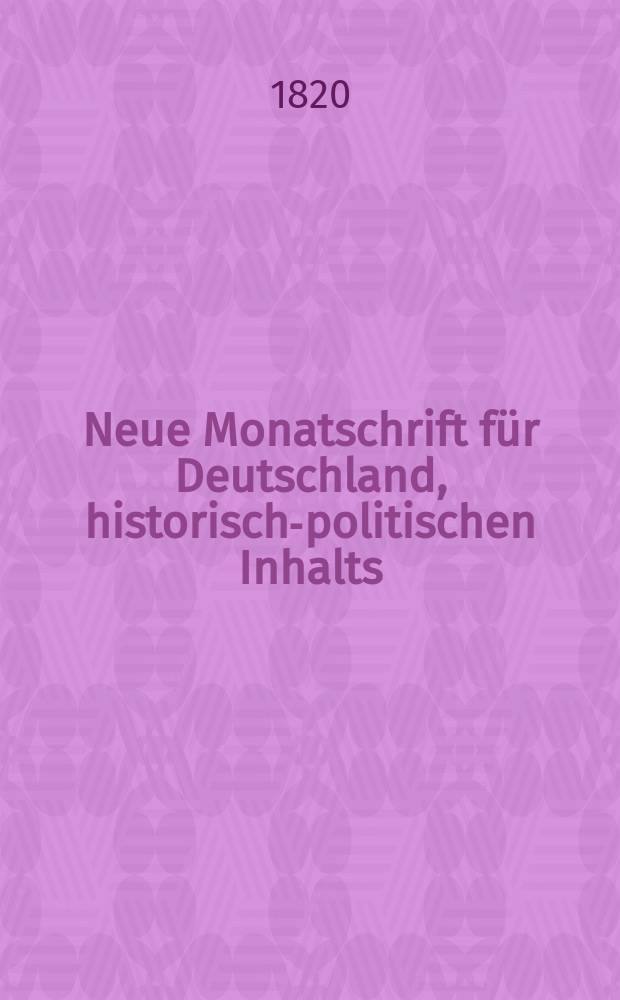 Neue Monatschrift für Deutschland, historisch-politischen Inhalts