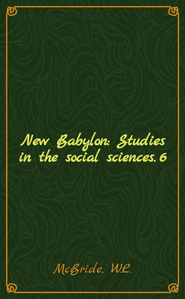 New Babylon : Studies in the social sciences. 6 : Fundamental change in law and society