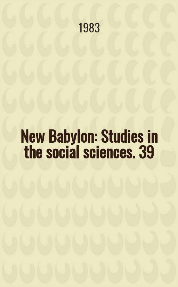 New Babylon : Studies in the social sciences. 39 : Colonialism in Sri Lanka