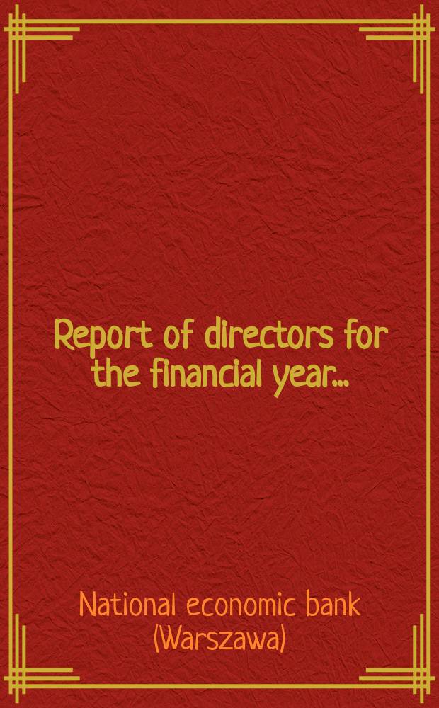 Report of directors for the financial year ...