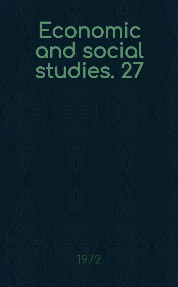 Economic and social studies. 27 : The Framework of regional economics in the United Kingdom