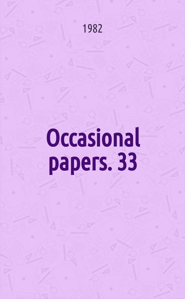 Occasional papers. 33 : State pensions in Britain