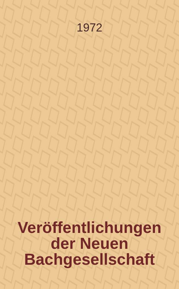 Veröffentlichungen der Neuen Bachgesellschaft