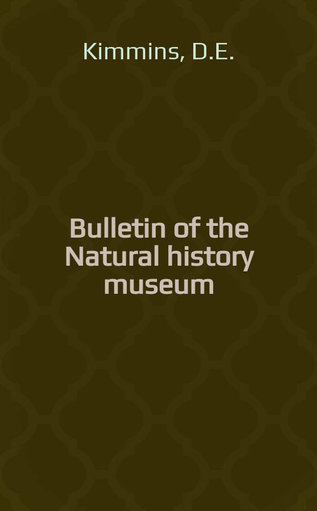 Bulletin of the Natural history museum : Formerly Bulletin of the British museum (Natural history). Vol.2 №2 : A revision of the Australian and Tasmanian Gripopterygidae and Nemouridae (Plecoptera)