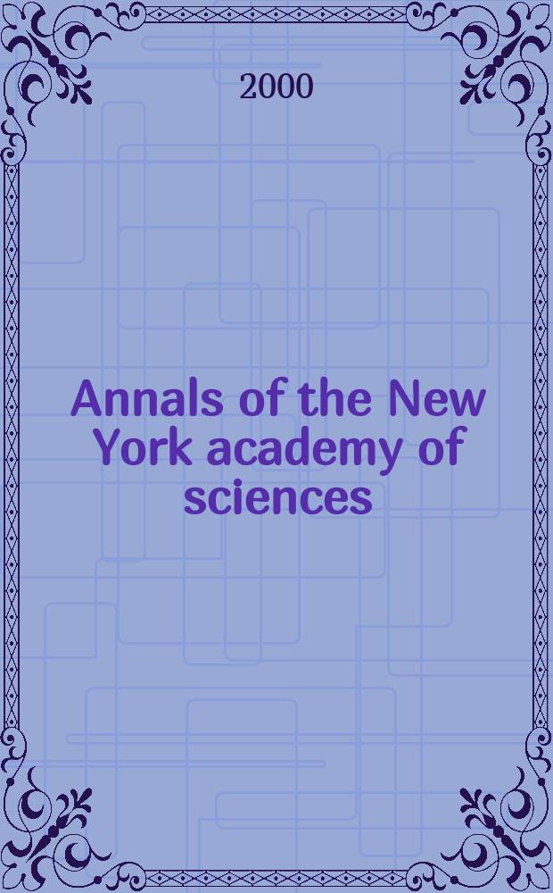 Annals of the New York academy of sciences : Late Lyceum of natural history. Vol.903 : Vascular factors in Alzheimer's disease