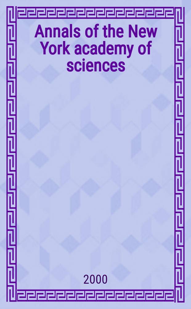 Annals of the New York academy of sciences : Late Lyceum of natural history. Vol.920 : The molecular basis of dementia