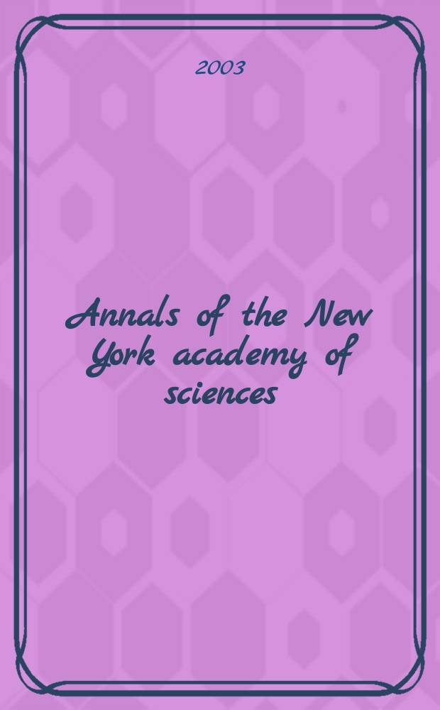 Annals of the New York academy of sciences : Late Lyceum of natural history. Vol.985 : The Amygdata in brain function