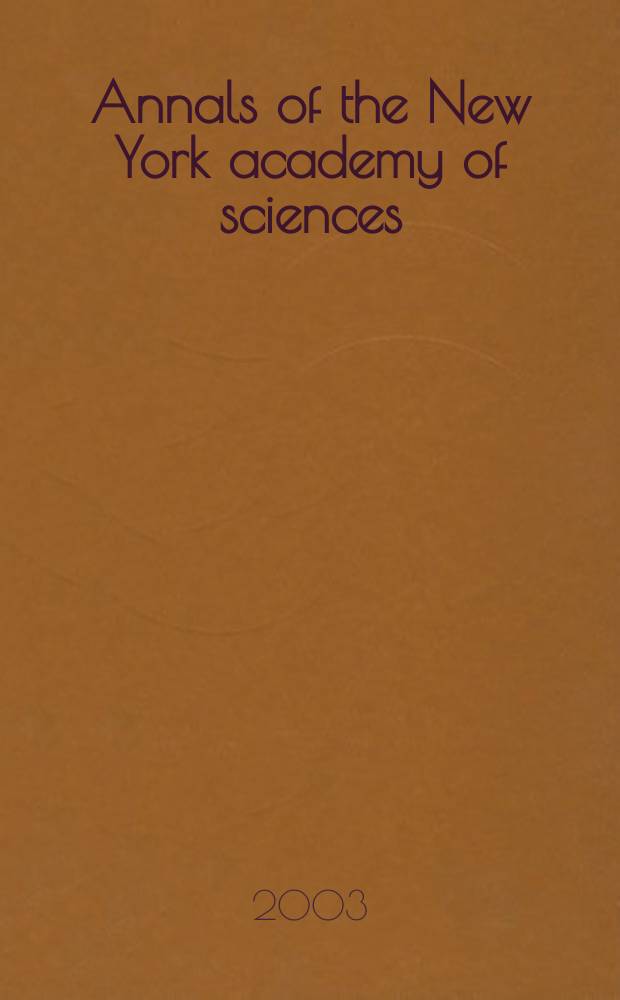 Annals of the New York academy of sciences : Late Lyceum of natural history. Vol.995 : Tissue remodelling