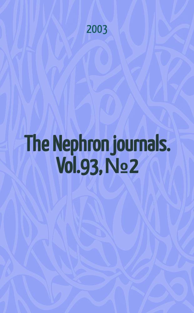 The Nephron journals. Vol.93, №2