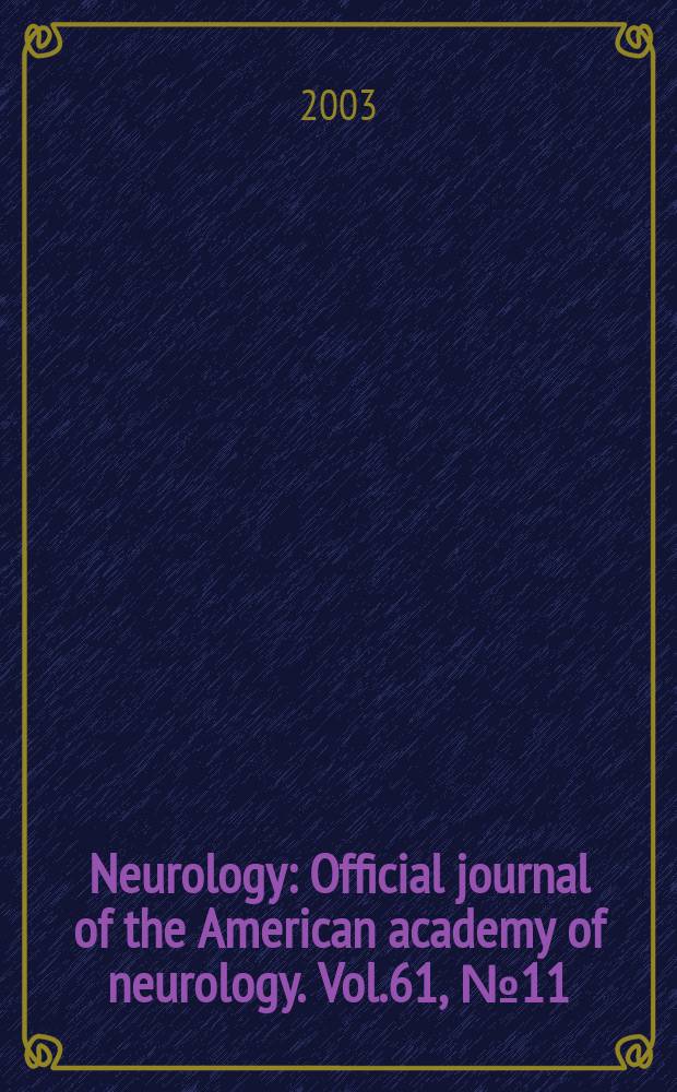Neurology : Official journal of the American academy of neurology. Vol.61, №11