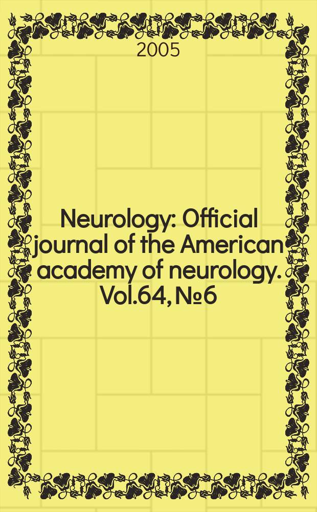 Neurology : Official journal of the American academy of neurology. Vol.64, №6