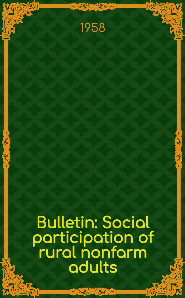 Bulletin : Social participation of rural nonfarm adults