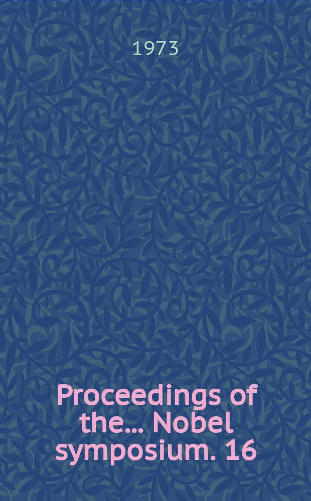 Proceedings of the ... Nobel symposium. 16 : Frontiers in gastrointestinal hormone research