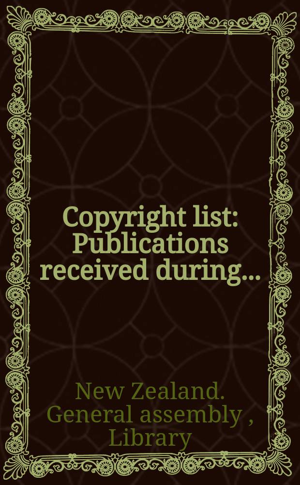 Copyright list : Publications received during ..