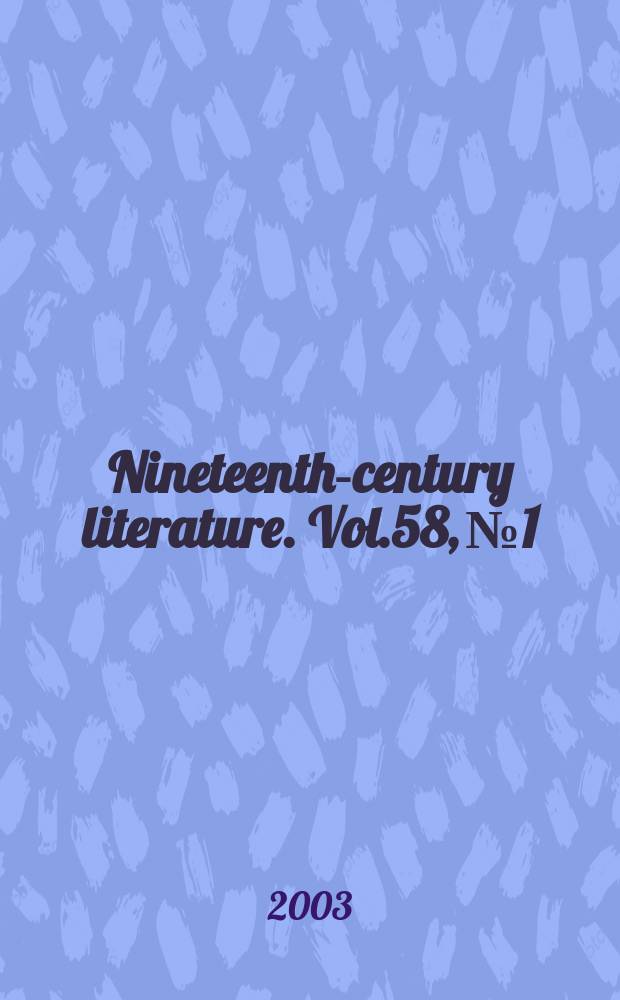 Nineteenth-century literature. Vol.58, №1