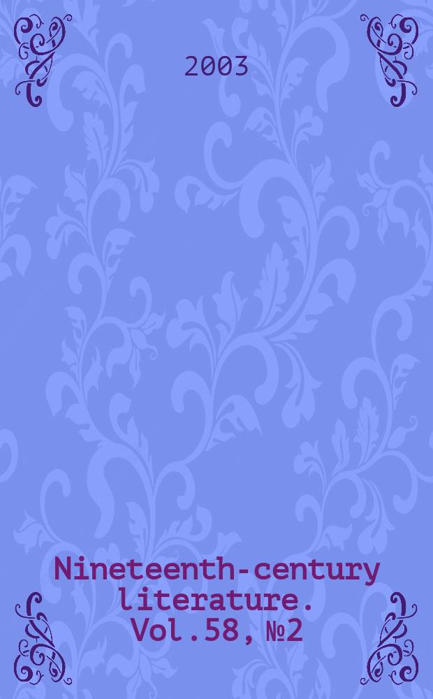 Nineteenth-century literature. Vol.58, №2