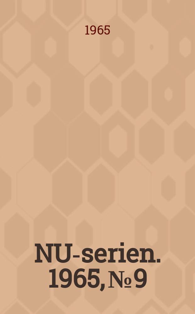 NU-serien. 1965, №9 : Nordic cooperation