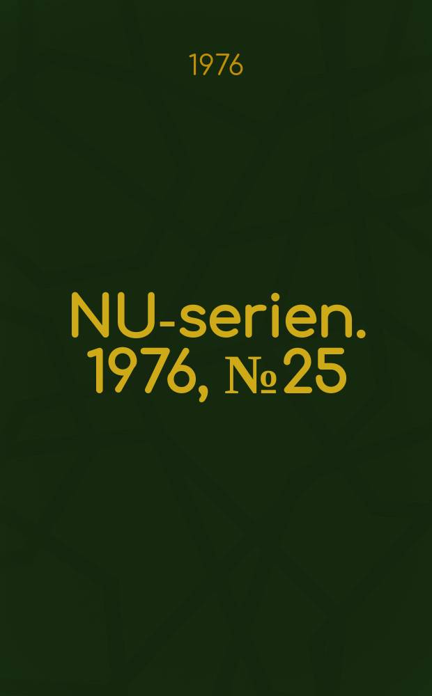 NU-serien. 1976, №25 : Nordisk miljörätt