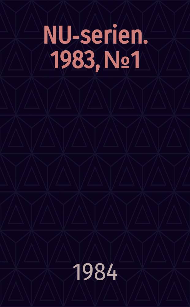 NU-serien. 1983, №1 : Nordiska samarbetsorgan