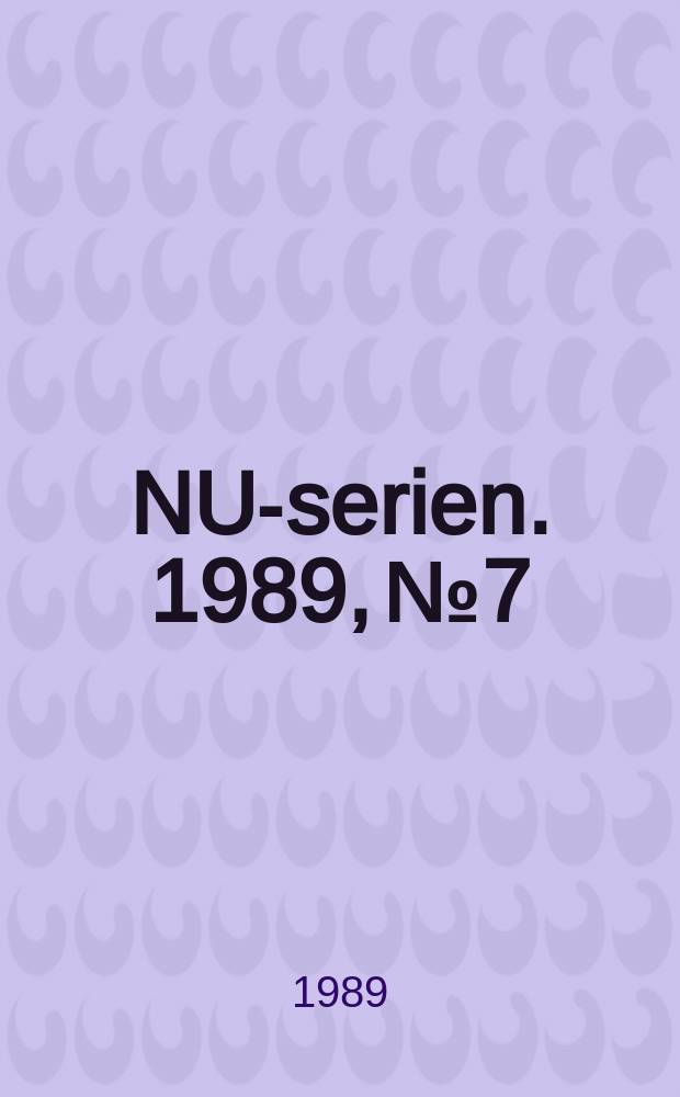 NU-serien. 1989, №7 : (Europeiska samarbetsfrågor i Nordiska rådet)