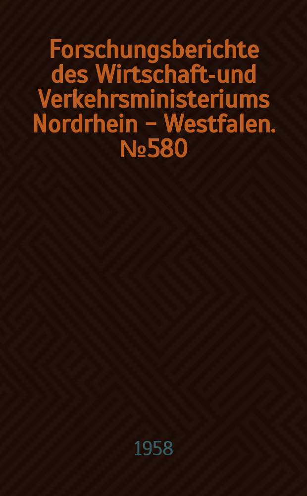 Forschungsberichte des Wirtschafts- und Verkehrsministeriums Nordrhein - Westfalen. №580 : Unterstützung der Entwässerung von Feinkohle durch chemische Hilfsmittel