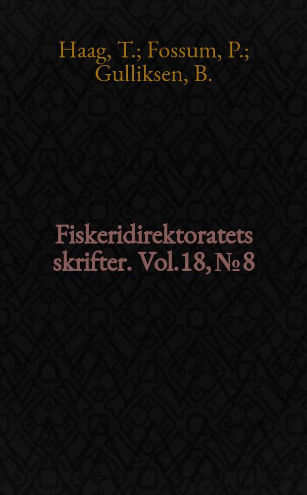 Fiskeridirektoratets skrifter. Vol.18, №8 : Variations in live. A tentative method to estimate...