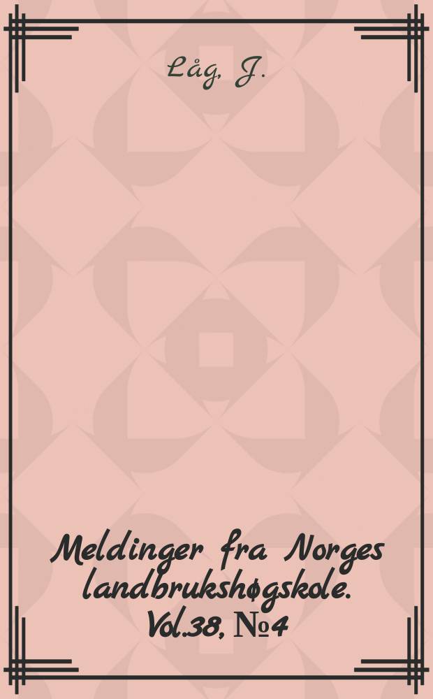 Meldinger fra Norges landbrukshøgskole. Vol.38, №4 : Rendzina - like soils in Norway