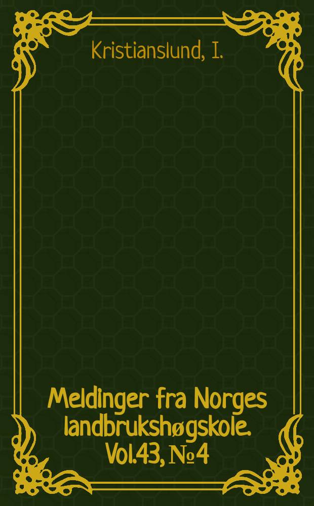 Meldinger fra Norges landbrukshøgskole. Vol.43, №4 : Markedsanalyse for matpoteter