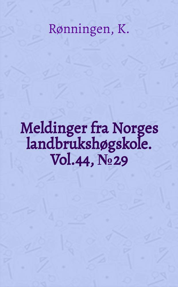 Meldinger fra Norges landbrukshøgskole. Vol.44, №29 : Sammenhengmellom mengde, kjemisk innhold og smak i geiremjølk