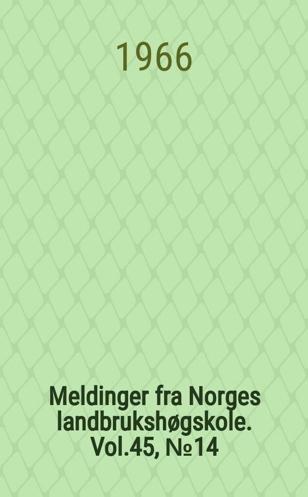 Meldinger fra Norges landbrukshøgskole. Vol.45, №14 : Ås-klimaet