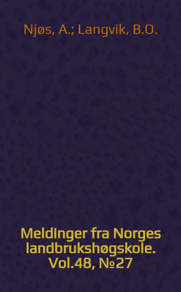 Meldinger fra Norges landbrukshøgskole. Vol.48, №27 : The effect of different cultivation implements and driving speeds on soil structure and weeds