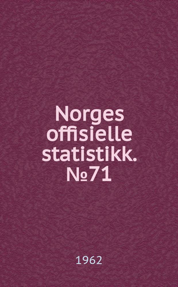 Norges offisielle statistikk. №71