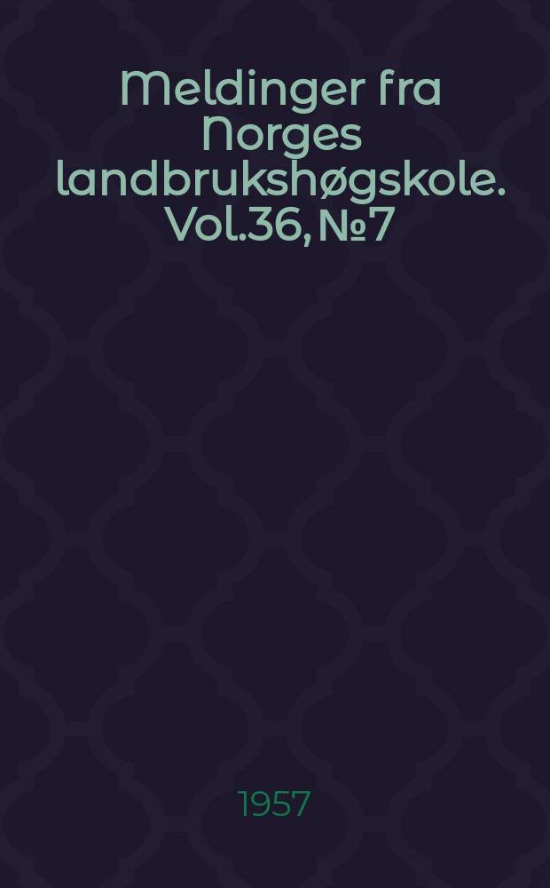 Meldinger fra Norges landbrukshøgskole. Vol.36, №7 : Laboratory experiments on sedimentation of soil material in saltwater