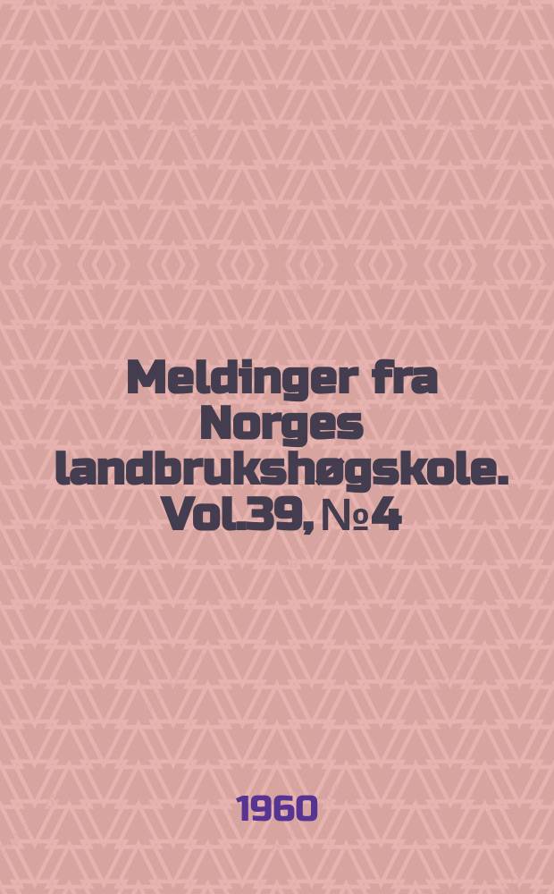 Meldinger fra Norges landbrukshøgskole. Vol.39, №4 : Registrering av ryggspekktykkelsen på levende svin