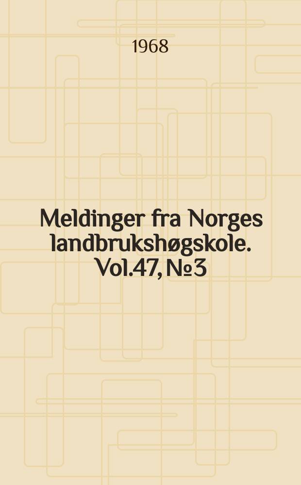 Meldinger fra Norges landbrukshøgskole. Vol.47, №3 : Verknad av foreldras "fenopoeng", alder ved avvenning og fôrstyrke like etter avvenning på produksjonsresultata hos slaktegris