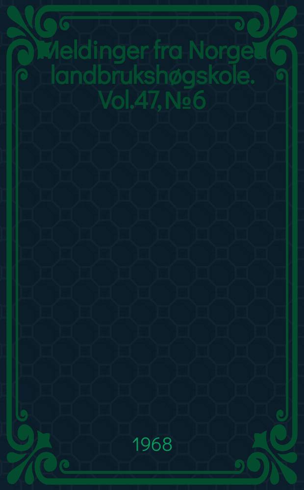 Meldinger fra Norges landbrukshøgskole. Vol.47, №6 : Undersøkelser over produksjonen hos kvit italiener klekt til ulike årstider