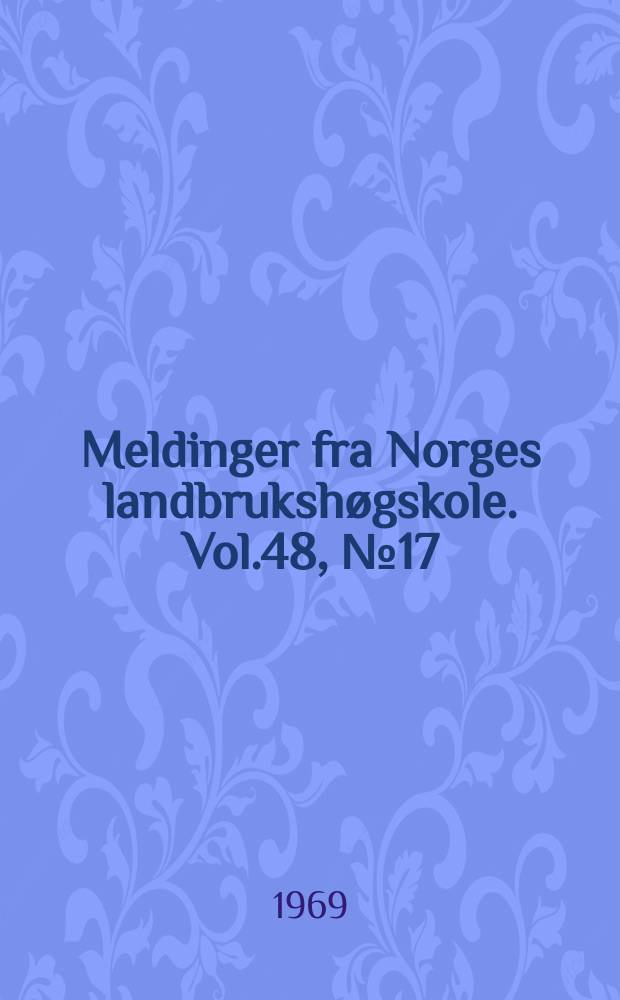 Meldinger fra Norges landbrukshøgskole. Vol.48, №17 : Korrelasjonsfaktorar for haustvekt av lam