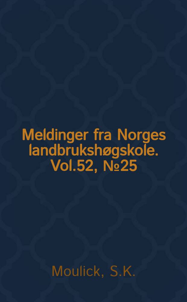 Meldinger fra Norges landbrukshøgskole. Vol.52, №25 : Gestation period...