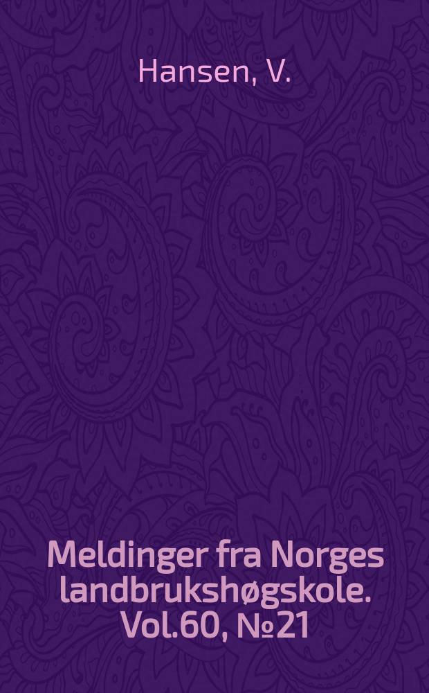 Meldinger fra Norges landbrukshøgskole. Vol.60, №21 : Advection and evapotranspiration