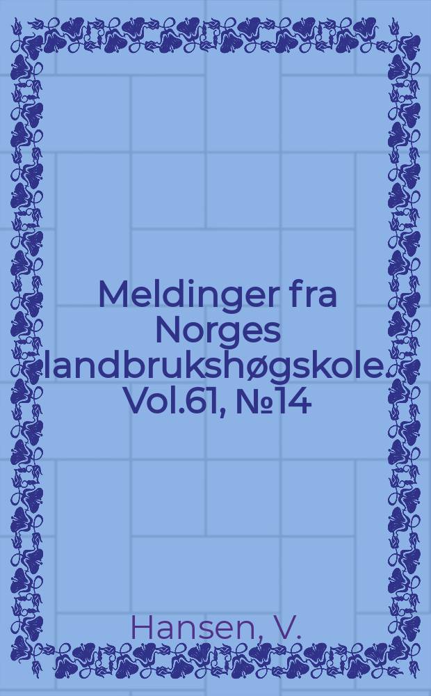 Meldinger fra Norges landbrukshøgskole. Vol.61, №14 : Advection and evapotranspiration
