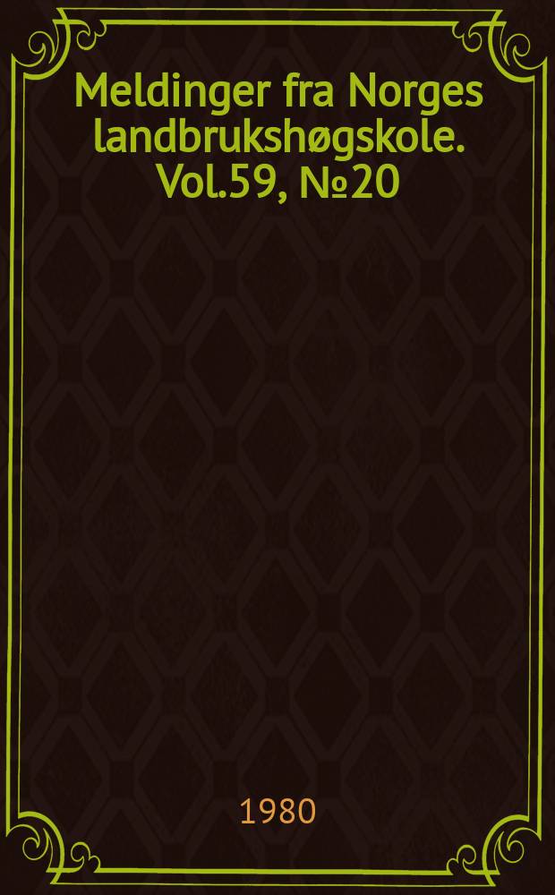 Meldinger fra Norges landbruksh&oslash;gskole. Vol.59, №20 : Morphological studies of raspberry...