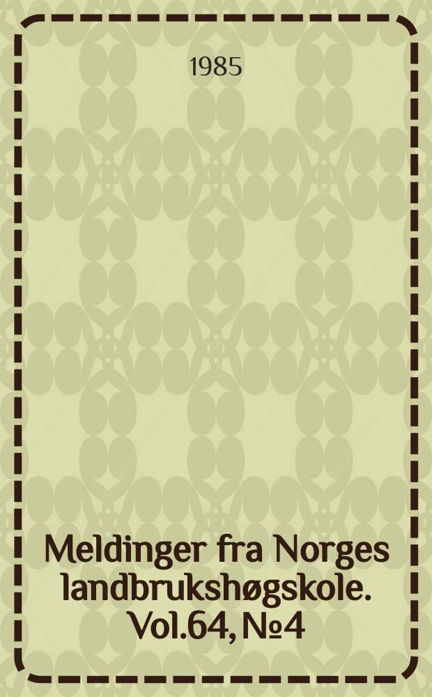 Meldinger fra Norges landbrukshøgskole. Vol.64, №4 : Virkningen av vasking på eggkvaliteten